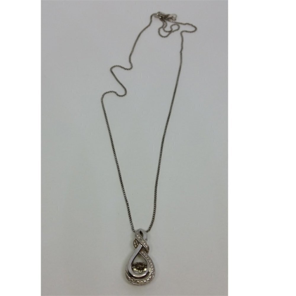 STERLING silver 925 double infinity knot loop swivel swinging cz necklace